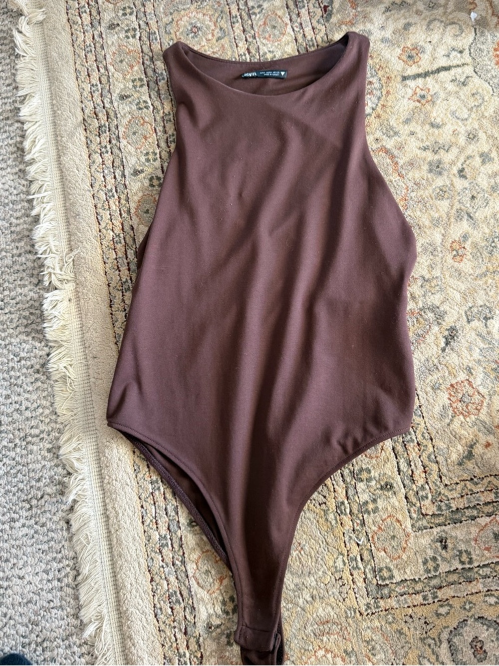 Zara Chocolate Brown Sleeveless One-Piece Bodysuit